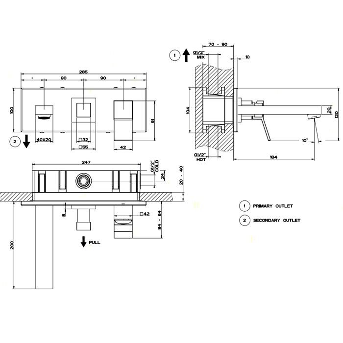 Фото Смеситель для раковины Gessi Rettangolo K 53138#031
