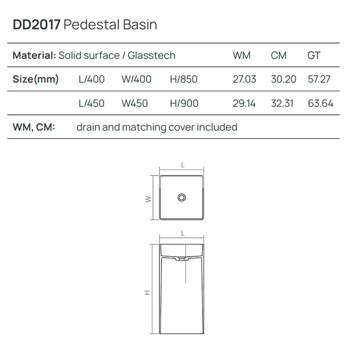 Фото Раковина Dea Design Pedestal Basin 45 DD2017 450 3 серый