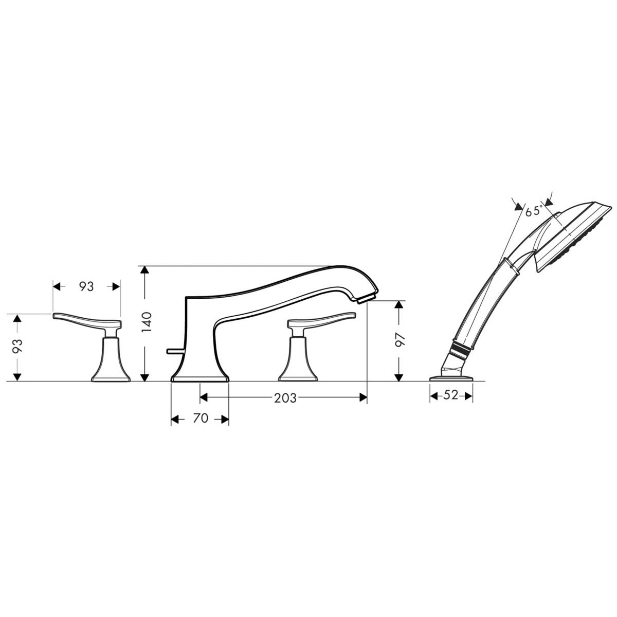 Фото Смеситель для ванны hansgrohe Metris classic 31314000