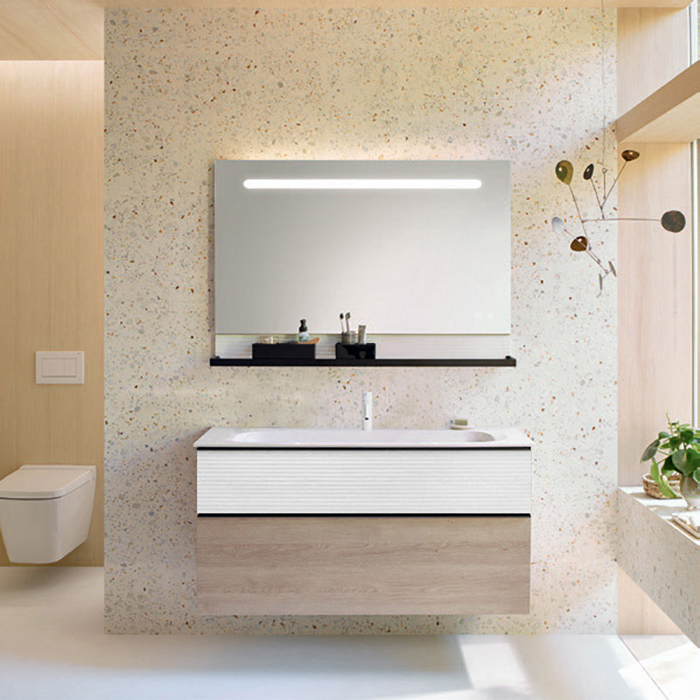 Фото Тумба с раковиной Burgbad Fiumo 122 SFXN122F3959FOT02G0200C0001*1 кашемировый дуб/белый матовый
