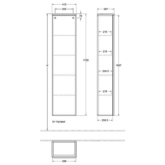 Фото Пенал Villeroy&Boch Antao 40 K46100HK серый камень матовый лак