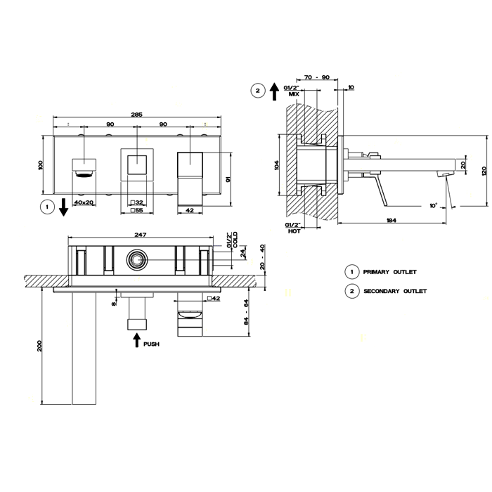 Фото Смеситель для раковины Gessi Rettangolo K 53136#031