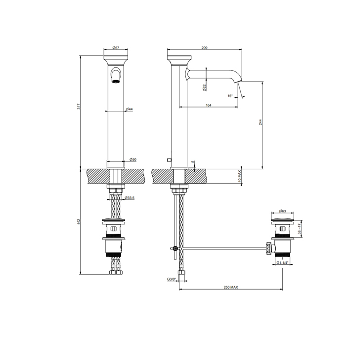 Фото Смеситель для раковины Gessi Origini 66003#149 никель