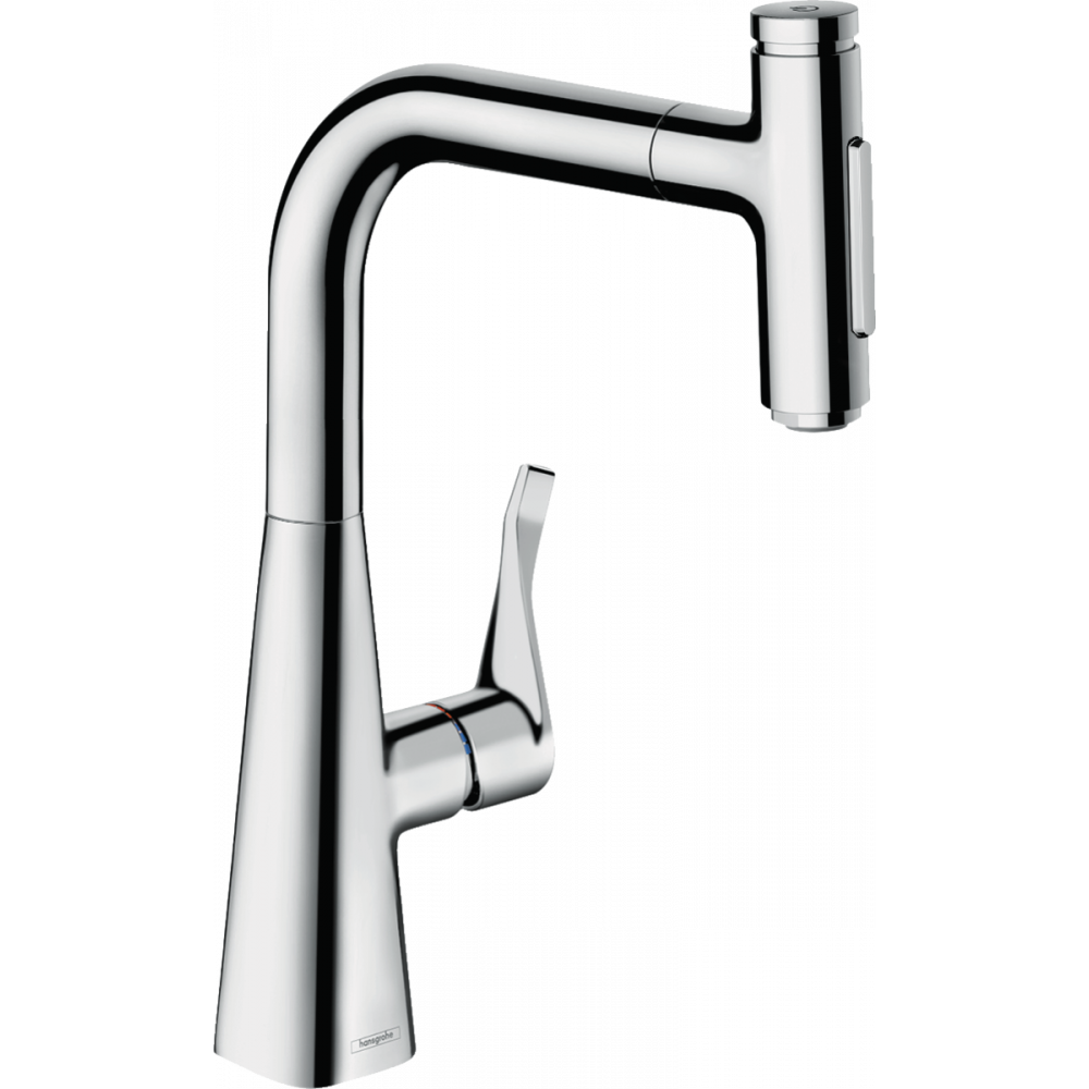 Фото Смеситель для кухни hansgrohe Metris Select M71, 240, 2jet, sBox 73817000 с вытяжным душем, хром