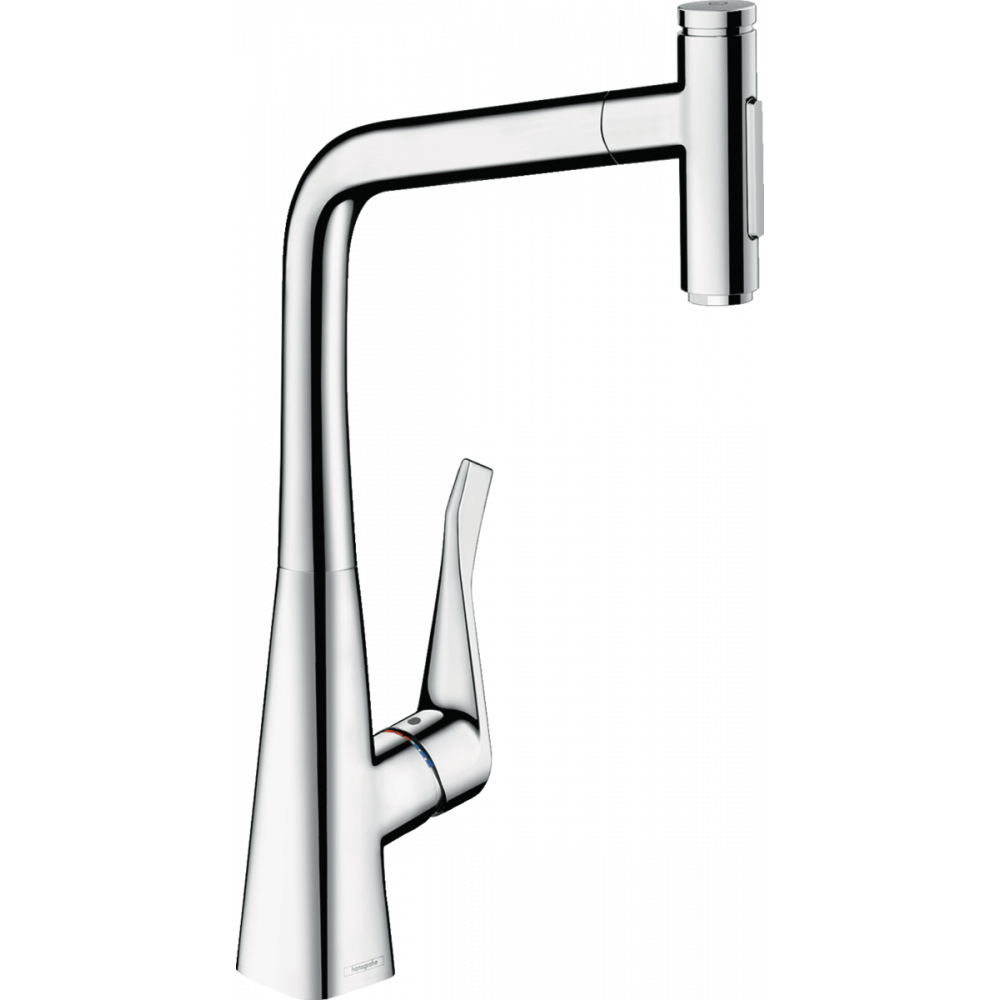 Фото Смеситель для кухни hansgrohe Metris Select M71, 320, 2jet 73820000 с вытяжным душем, хром