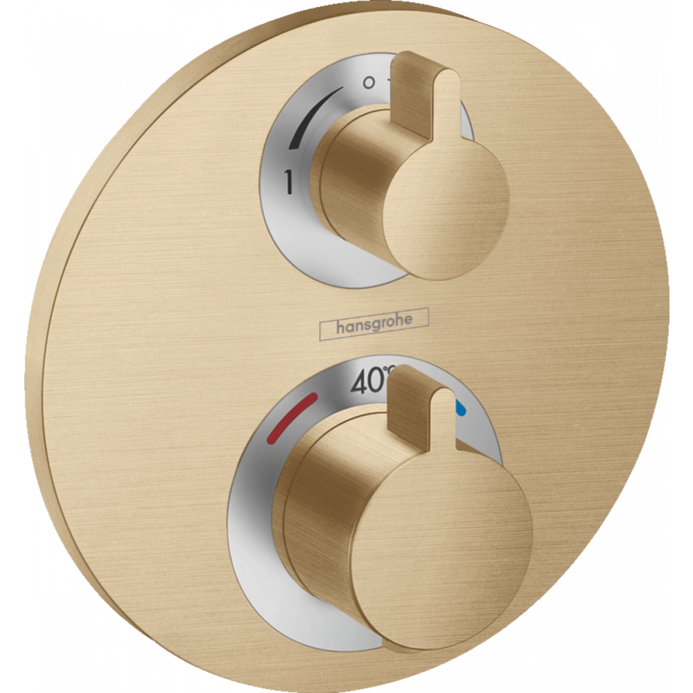 Фото Смеситель для душа с термостатом hansgrohe Ecostat S, СМ, 15758140 с запорным/переключающим вентилем шлифованная бронза