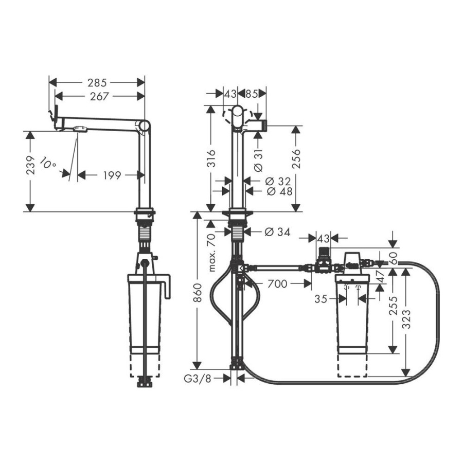 Фото Смеситель для кухни hansgrohe Aqittura M91 76804800 с подключением к фильтру