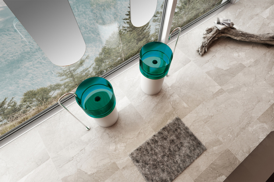Фото Раковина Abber Kristall 45 AT2701White-Aquamarin-H