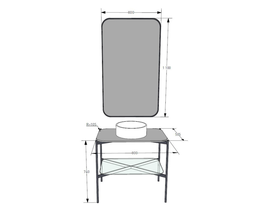 Фото Консоль с зеркалом Salini Grazia 80 27G108 черный/RAL