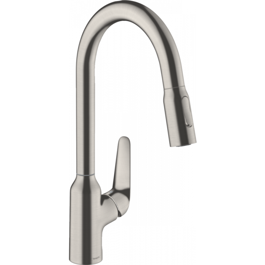 Фото Смеситель для кухни hansgrohe Focus M42, 220, 2jet, sBox, 71820800 с вытяжным душем сталь