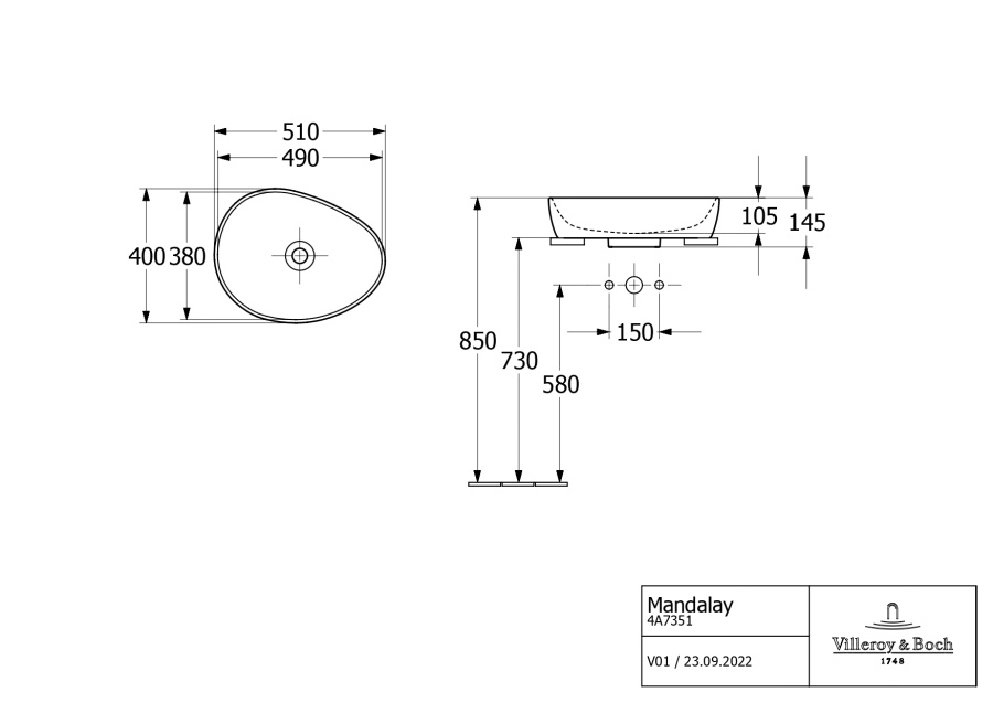 Фото Раковина Villeroy&Boch Antao 51 4A7351R7 чистый черный