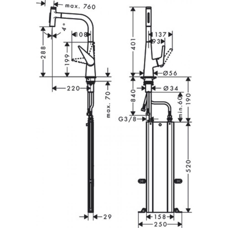 Фото Смеситель для кухни hansgrohe Talis Select M51 73867800 с вытяжным душем, сталь