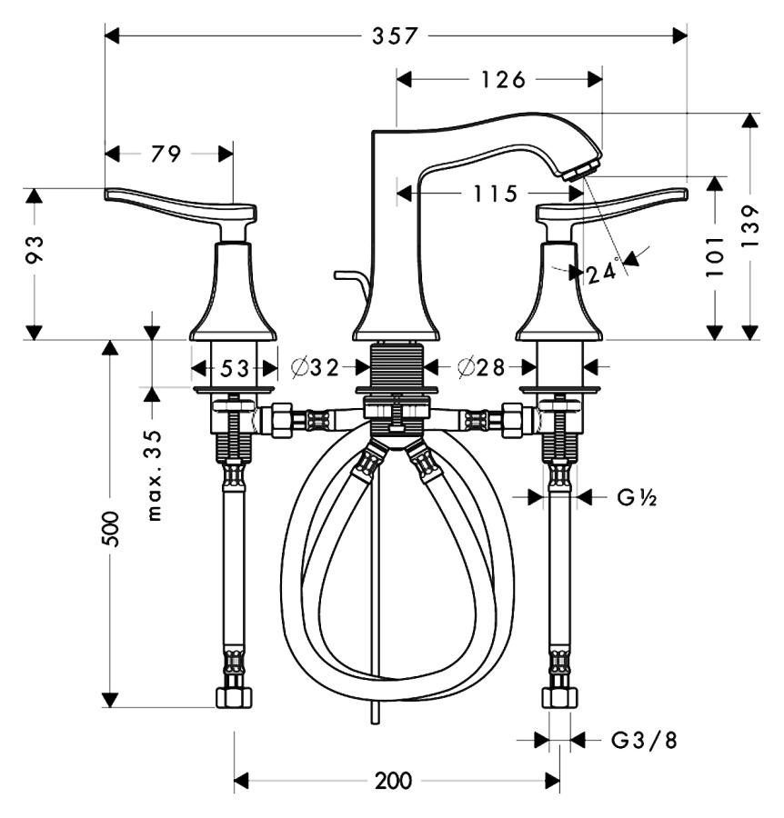 Фото Смеситель для раковины hansgrohe Metris Classic 31073000