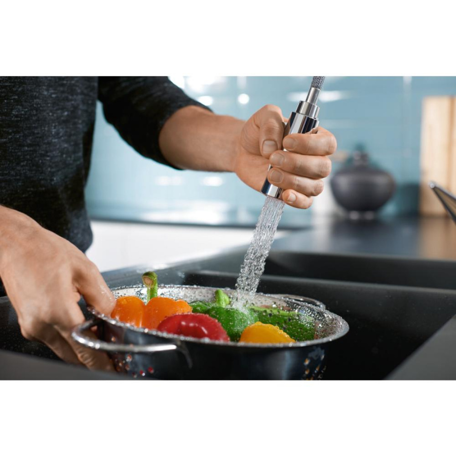 Фото Смеситель для кухни hansgrohe Talis M51 73850800 с вытяжным душем, сталь