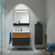 Фото Тумба с раковиной Burgbad Fiumo 82 SFXN082F3958FOT52G0200C0001*1 графит матовый/корица