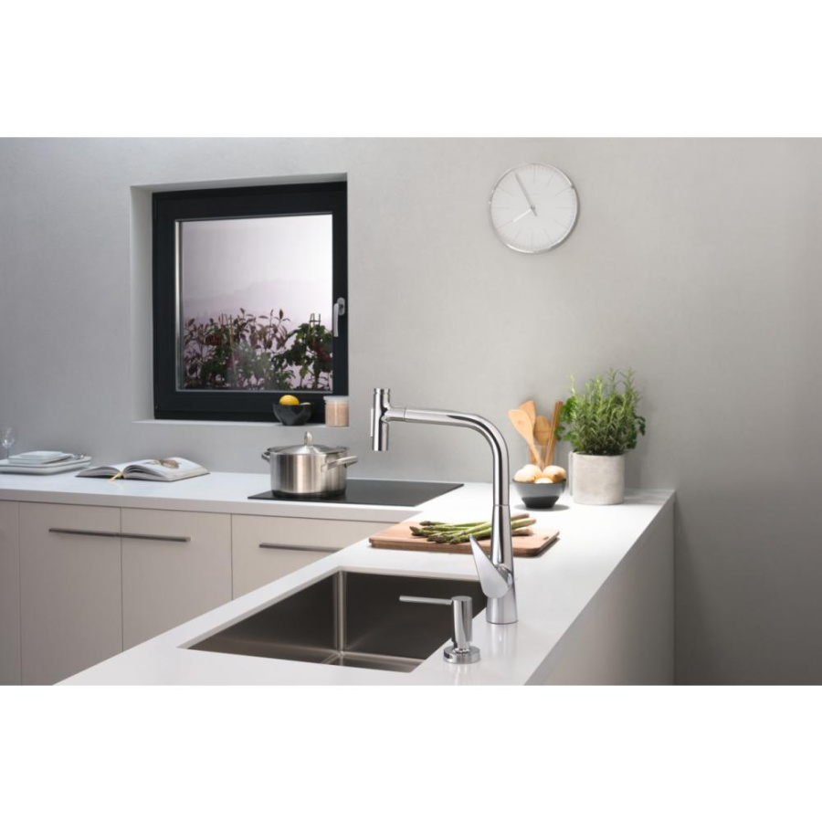 Фото Смеситель для кухни hansgrohe Talis Select M51 73867800 с вытяжным душем, сталь