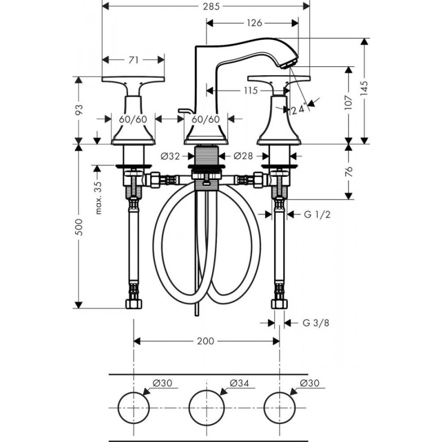 Фото Смеситель для раковины hansgrohe Metropol Classic 31306090