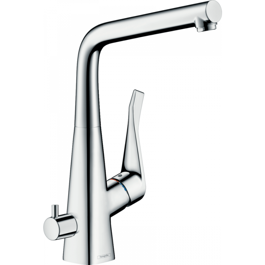 Фото Смеситель для кухни hansgrohe Metris M71, 320, 1jet 14888000 с запорным вентилем, хром