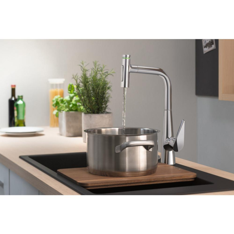 Фото Смеситель для кухни hansgrohe Talis Select M51 73867800 с вытяжным душем, сталь