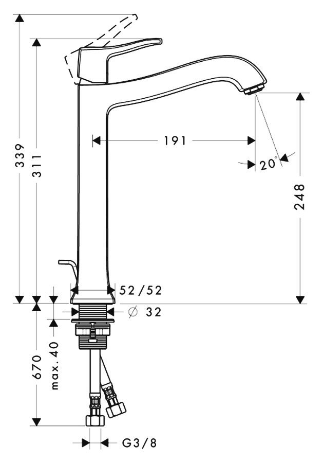Фото Смеситель для раковины hansgrohe Metris Classic 31078000