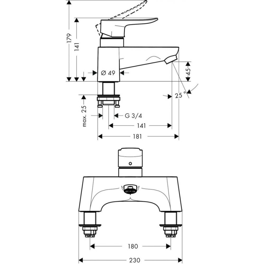 Фото Смеситель для ванны hansgrohe Metris 31423000