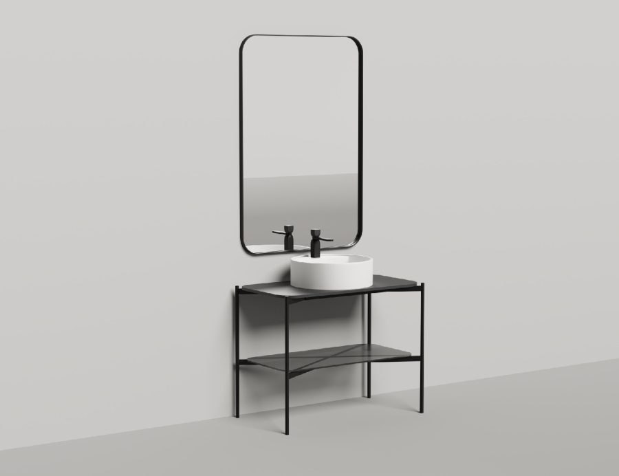 Фото Консоль с зеркалом Salini Grazia 80 27G108 черный/RAL