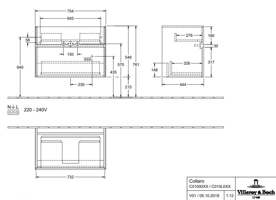 Фото Тумба под раковину Villeroy&Boch COLLARO C010L0FQ oak graphite