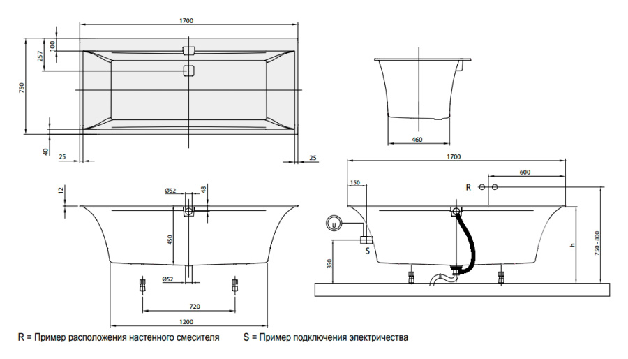 Фото Квариловая ванна Villeroy&Boch Squaro Edge 12 170x75 UBQ170SQE2DV-01
