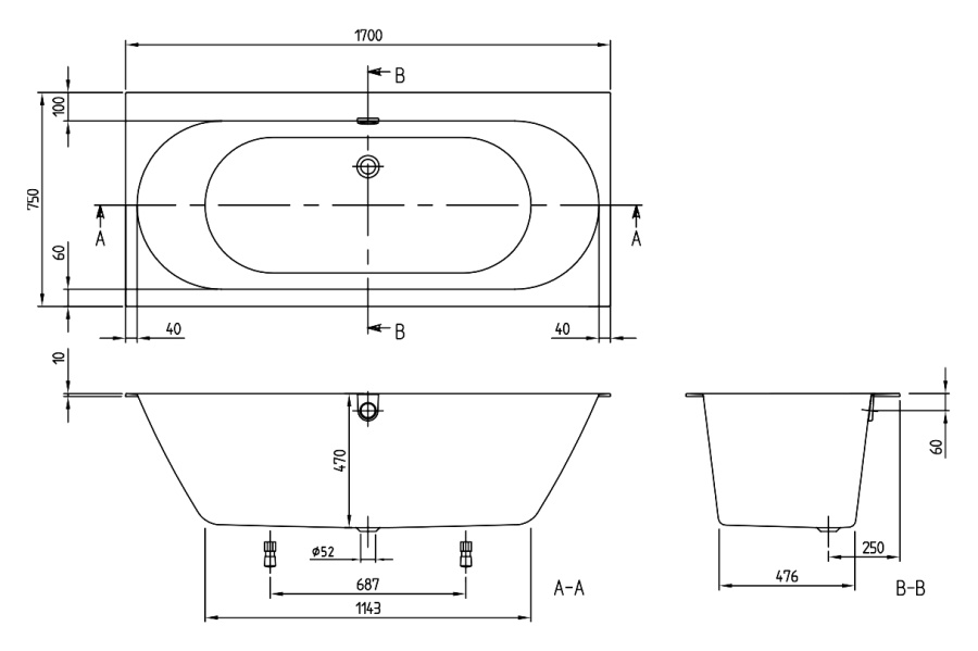Фото Квариловая ванна Villeroy&Boch Oberon 2.0 170x75 UBQ170OBR2DV-01