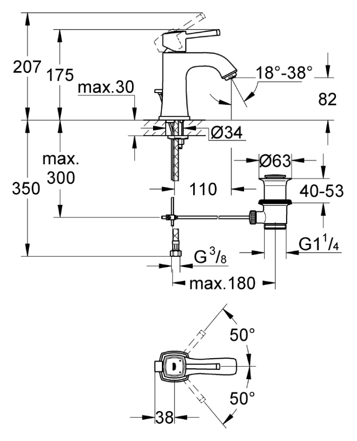 Фото Смеситель для раковины Grohe Grandera 23303IG0