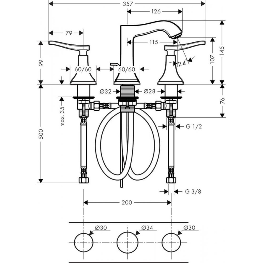 Фото Смеситель для раковины hansgrohe Metropol Classic 31330090 хром/золото