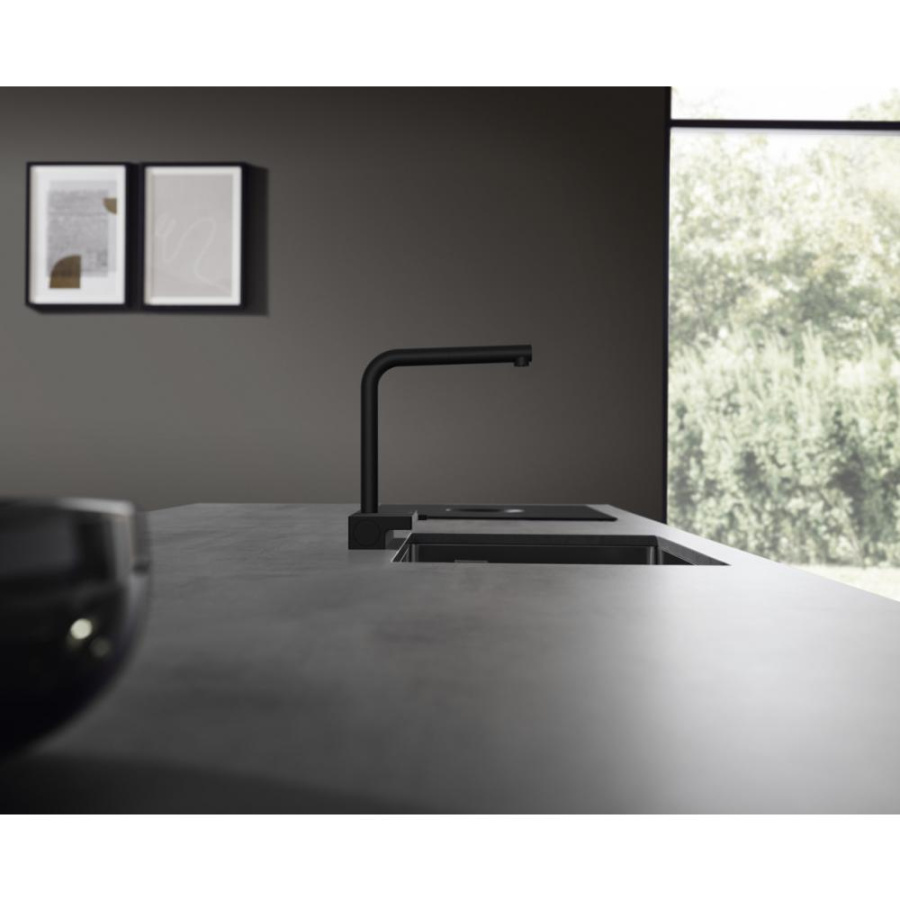 Фото Смеситель для кухни hansgrohe Aquno Select M81, 250, 2jet 73836670 с вытяжным душем матовый черный