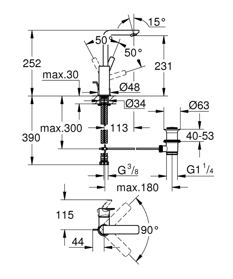 Фото Смеситель для раковины GROHE Lineare 23296DC1