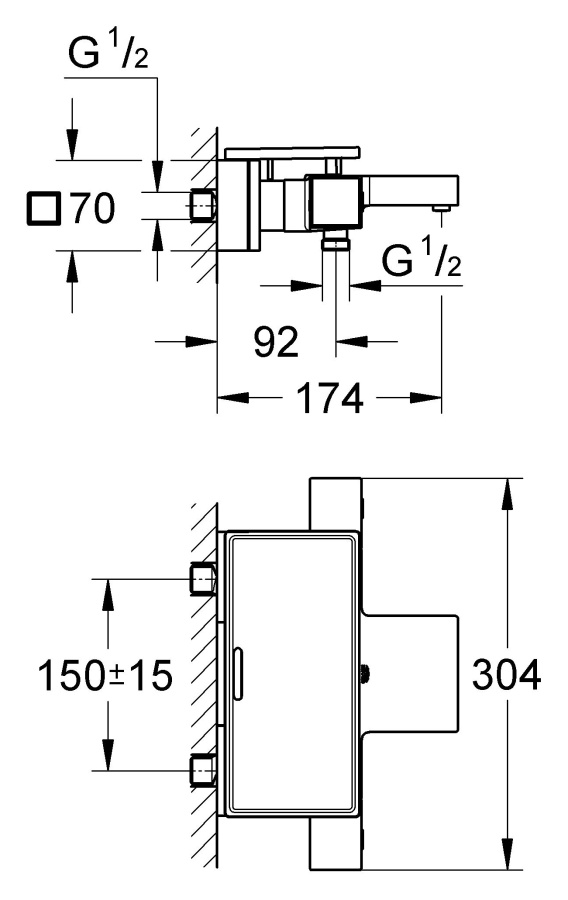 Фото Термостат для ванны и душа с полочкой Grohe Grohtherm Cube 34502000