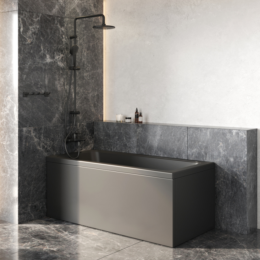 Фото Комплект ванны AM.PM Gem 150x70 WK90GK с душевой системой и аксессуарами, черный матовый
