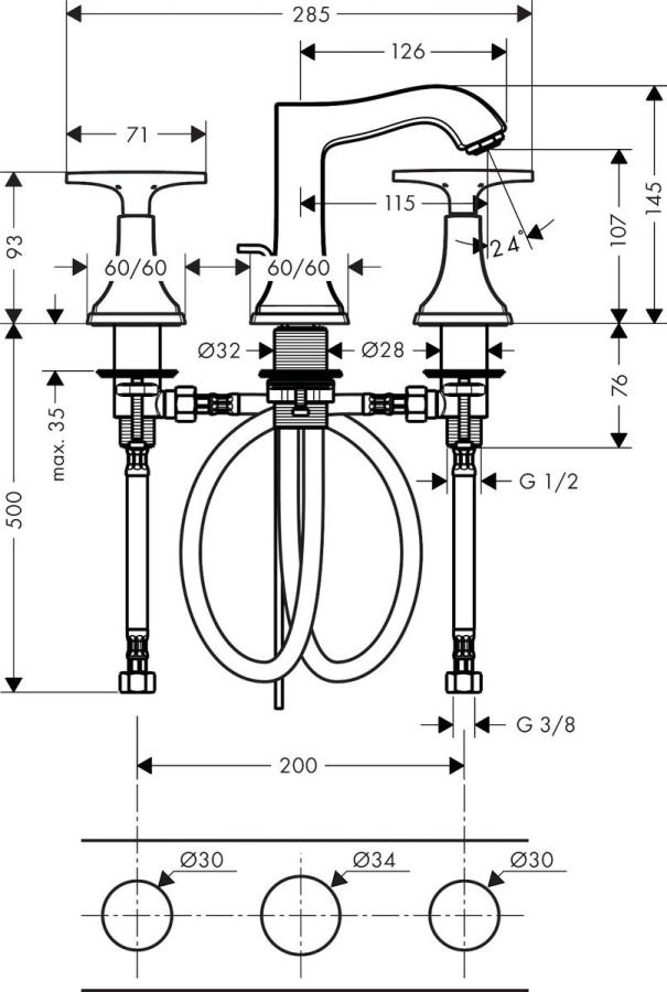 Фото Смеситель для раковины hansgrohe Metropol Classic 31306000