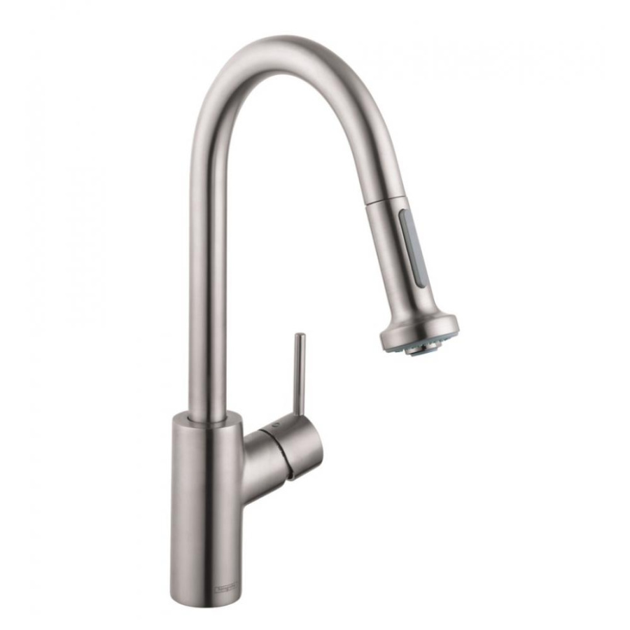 Фото Смеситель для кухни hansgrohe Talis M52 73863800 с вытяжным душем, сталь