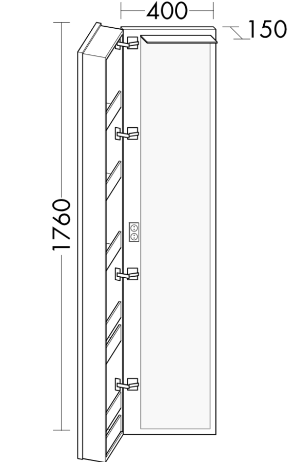 Фото Пенал Burgbad Sys30 40 SPIJ040LF2238 с подсветкой фланелевый дуб