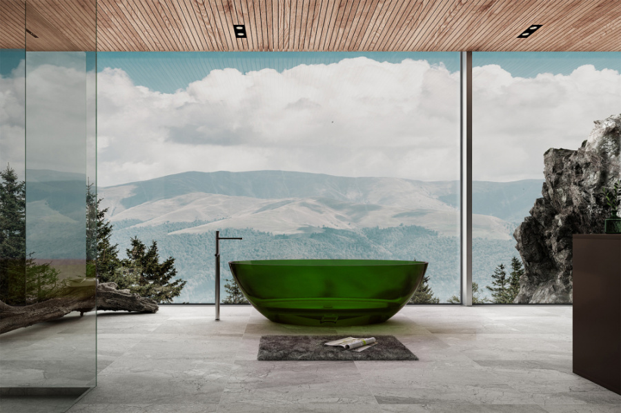 Фото Прозрачная ванна Abber Kristall 180x85 AT9702Emerald изумруд