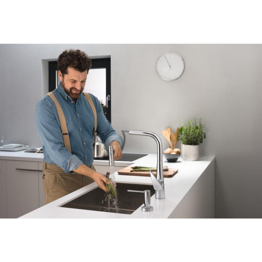 Фото Смеситель для кухни hansgrohe Talis Select M51 73867800 с вытяжным душем, сталь