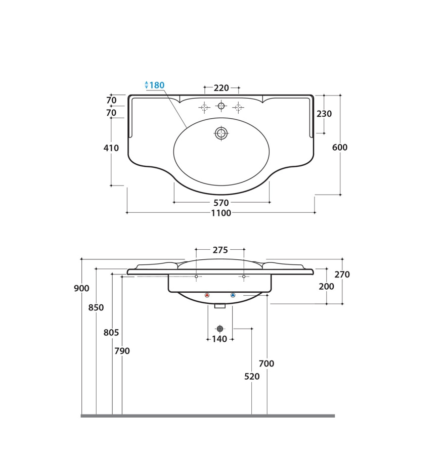 Фото Раковина Globo Paestum 110 PA022BI