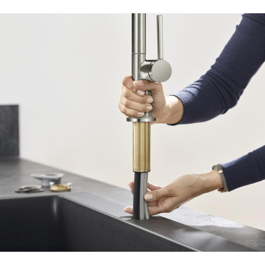 Фото Смеситель для кухни hansgrohe Talis M54 72801800 с вытяжным душем, сталь