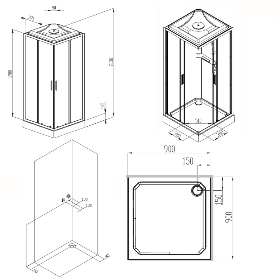 Фото Душевая кабина AM.PM Gem Square 90x90 W90C-403-090MT
