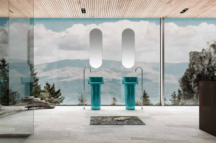 Фото Раковина Abber Kristall 45 AT2702Aquamarin-H бирюзовый