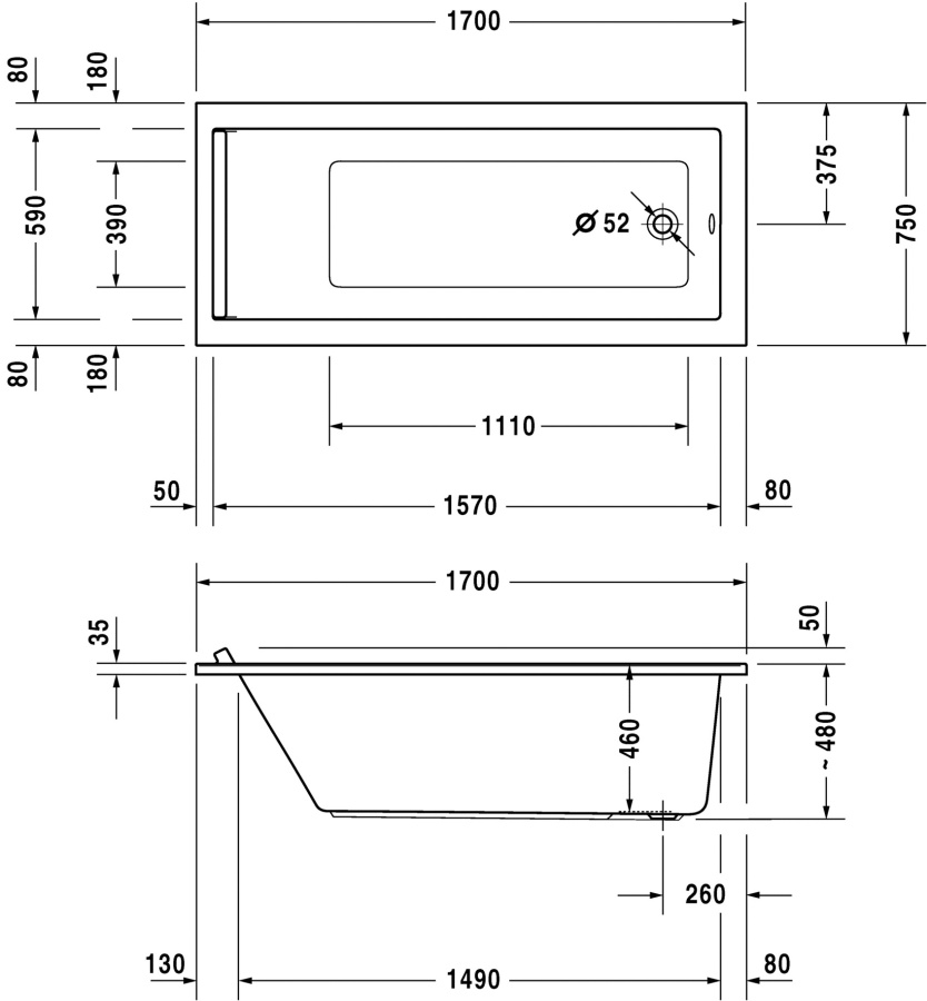 Фото Акриловая ванна Duravit Starck New 170х75 700335000000000