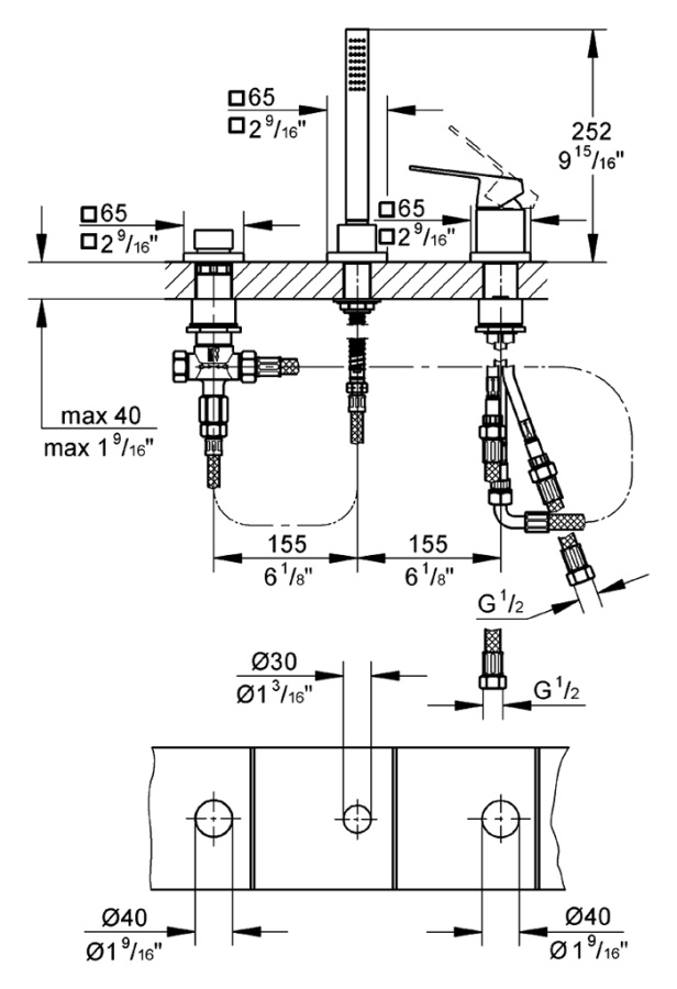 Фото Смеситель для ванны Grohe Eurocube 19966000