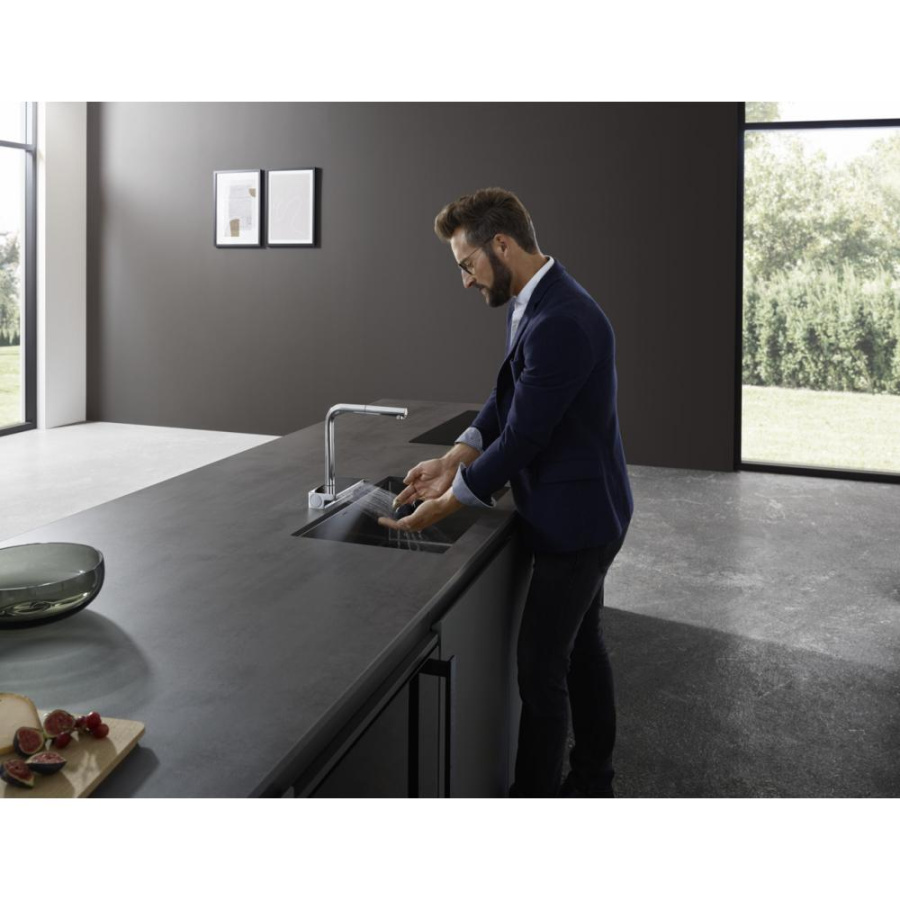 Фото Смеситель для кухни hansgrohe Aquno Select M81, 250, 2jet 73836800 с вытяжным душем сталь