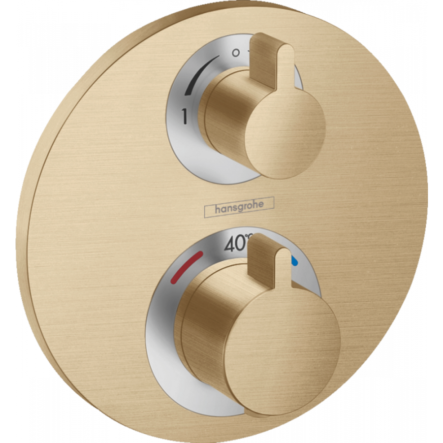 Фото Смеситель для душа с термостатом hansgrohe Ecostat S, СМ, 15758140 с запорным/переключающим вентилем шлифованная бронза