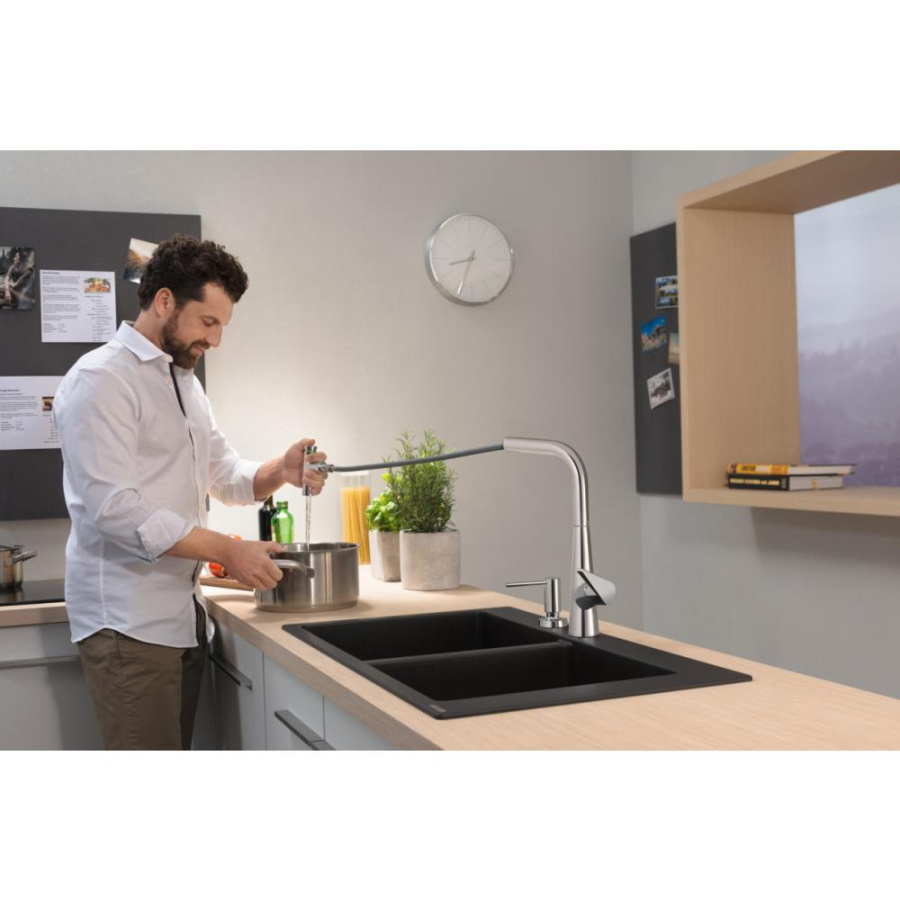 Фото Смеситель для кухни hansgrohe Talis Select M51 73867800 с вытяжным душем, сталь