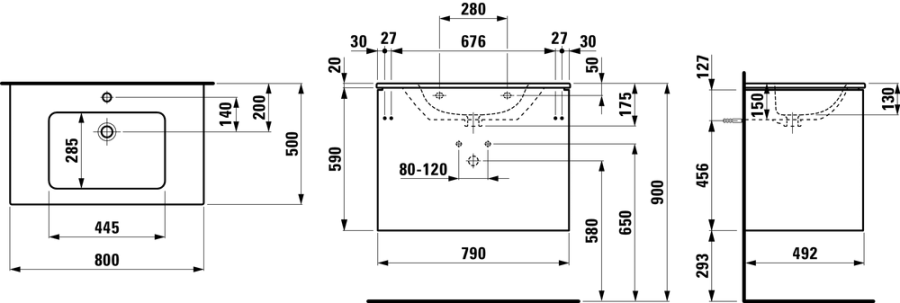 Фото Тумба с раковиной Laufen PRO S 8.6496.1.260.104.1 белый матовый